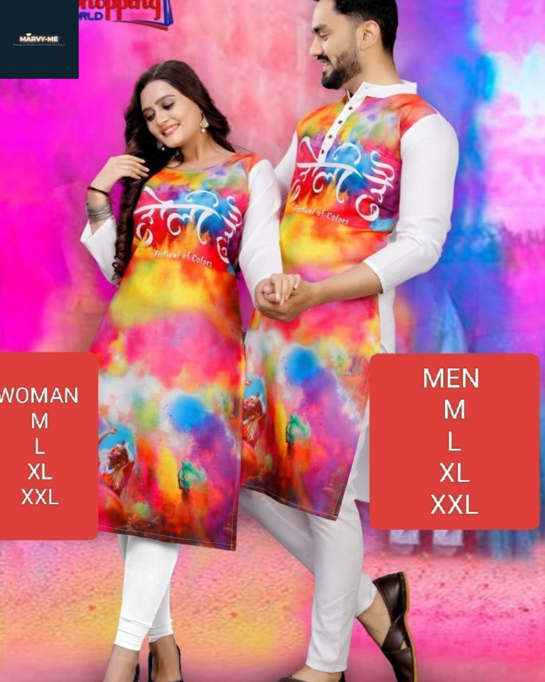 Holi Couple Dress – Kurta/Kurti Combo for Festive Twinning