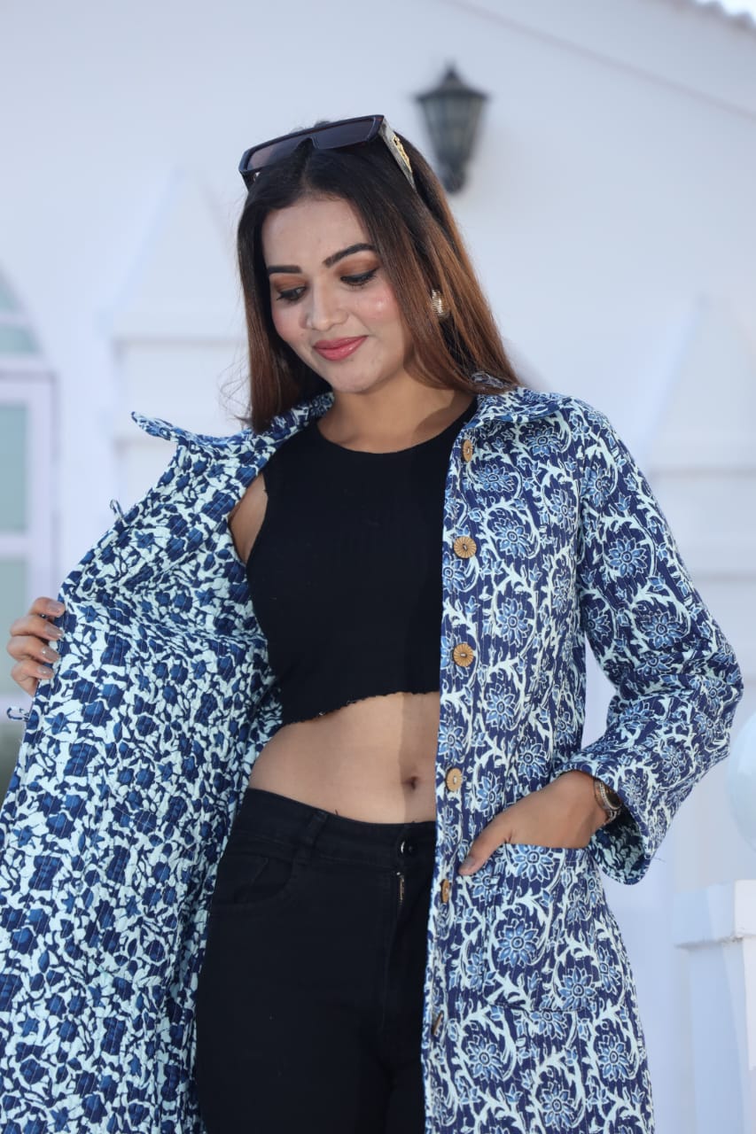 Bagru Cotton Printed Reversible Quilted Jackets