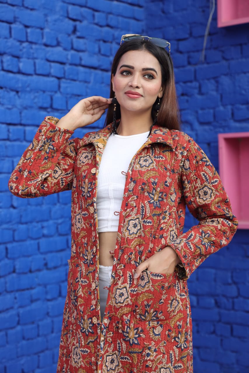 Bagru Cotton Printed Reversible Quilted Jackets