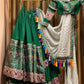 Green cotton print and mirror handwork gujarati garba navratri lehenga chaniya choli