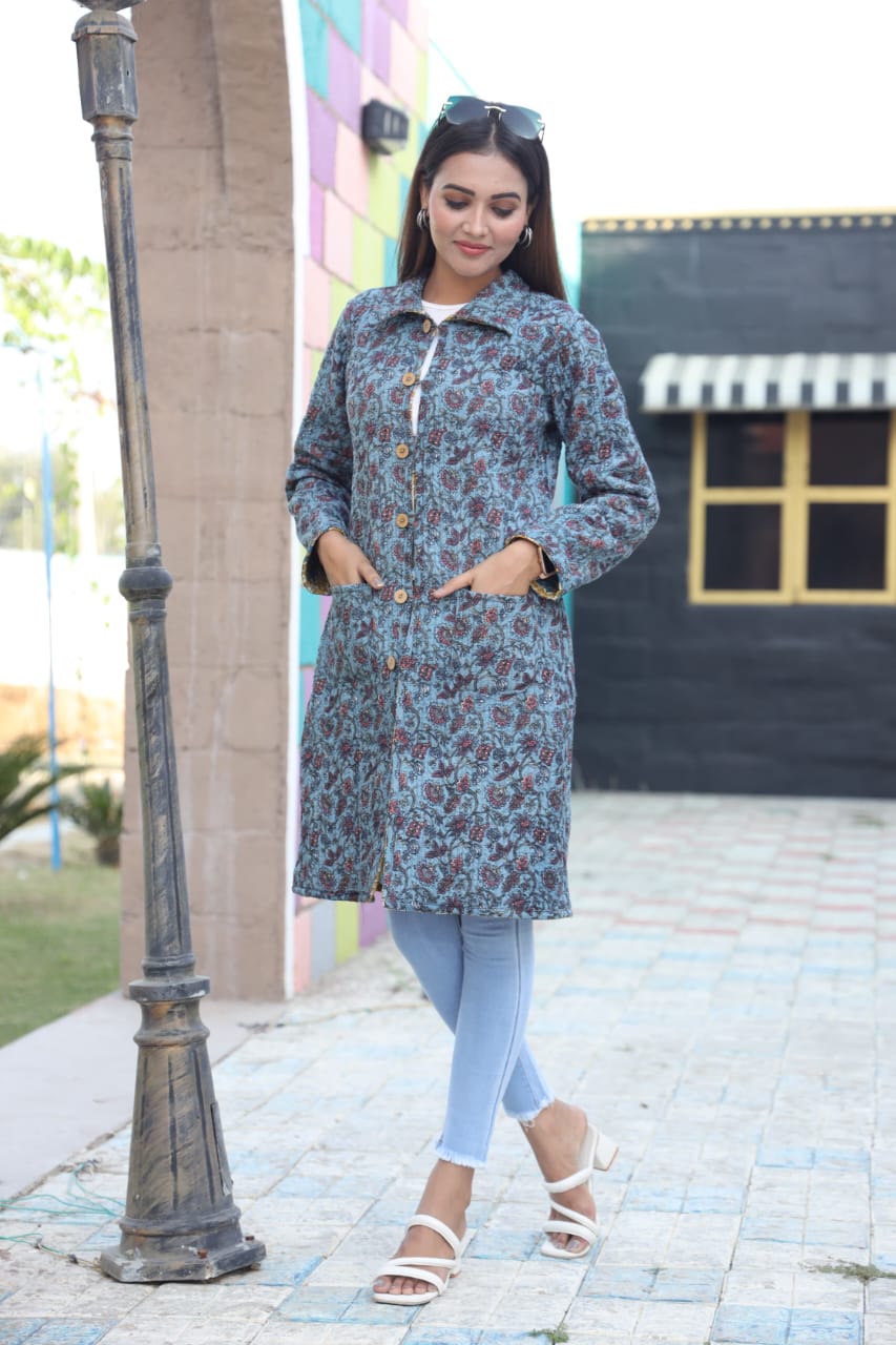 Bagru Cotton Printed Reversible Quilted Jackets