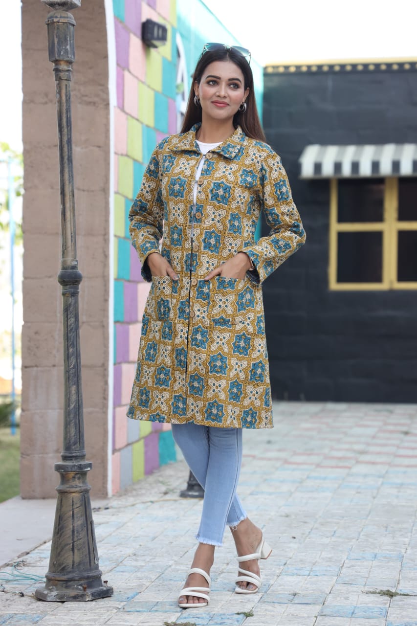 Bagru Cotton Printed Reversible Quilted Jackets