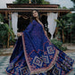 Navy blue heavy embroidery and mirror work designer wedding lehenga choli