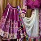 Purple cotton print and mirror handwork gujarati garba navratri lehenga chaniya choli