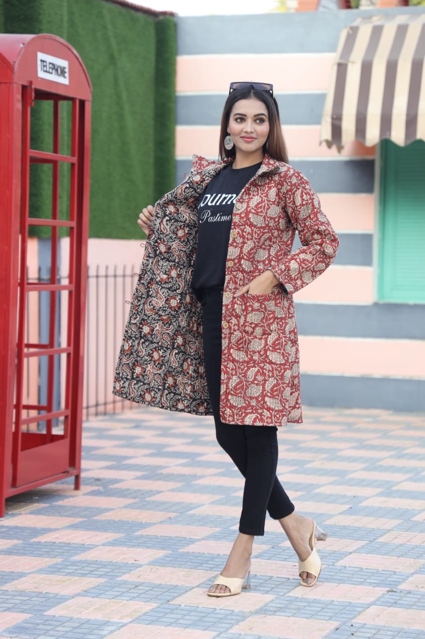 Bagru Cotton Printed Reversible Quilted Jackets