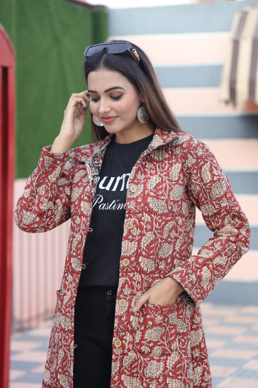 Bagru Cotton Printed Reversible Quilted Jackets