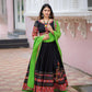 Black and green navratri lehenga choli with dupatta set