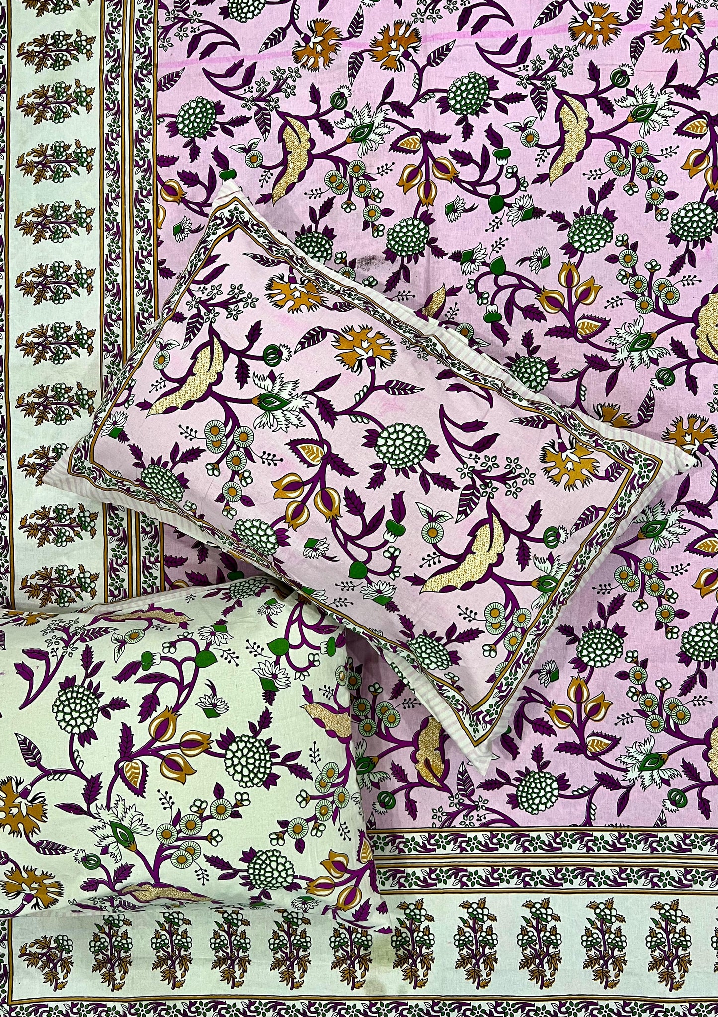 Jaipuri Languid Lavender Printed Premium Bedsheet