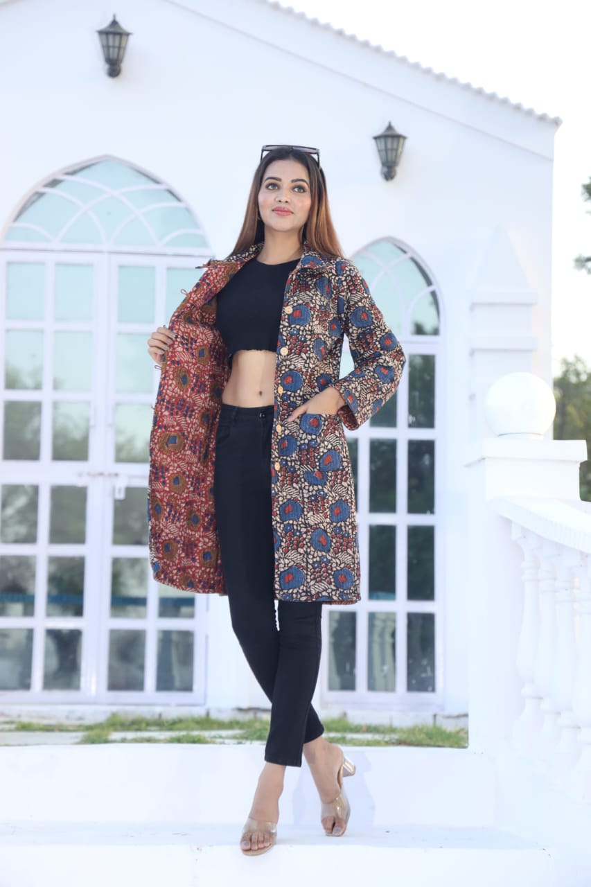 Bagru Cotton Printed Reversible Quilted Jackets