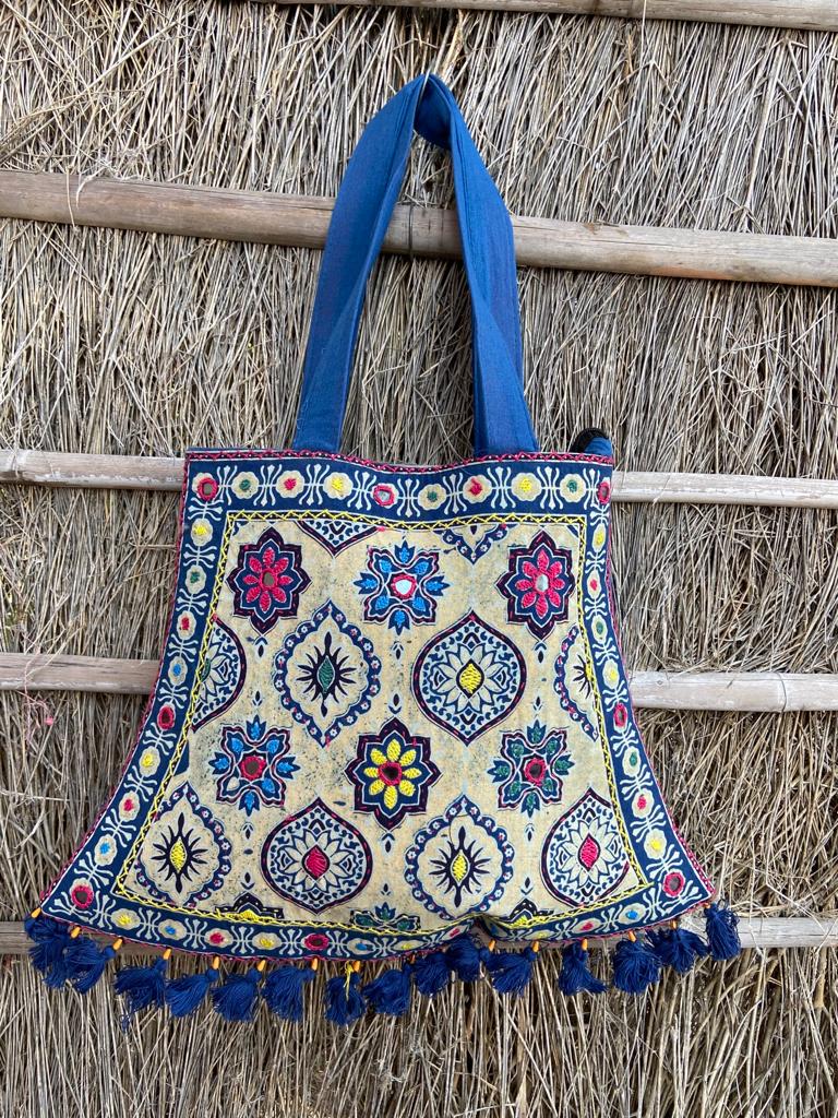 Ajrakh Bags with Emroidery