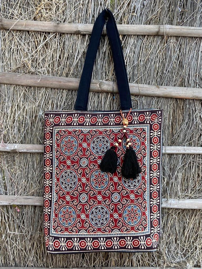 Ajrakh Bags with Emroidery