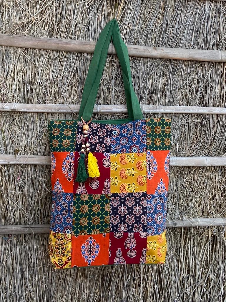 Ajrakh Bags with Emroidery