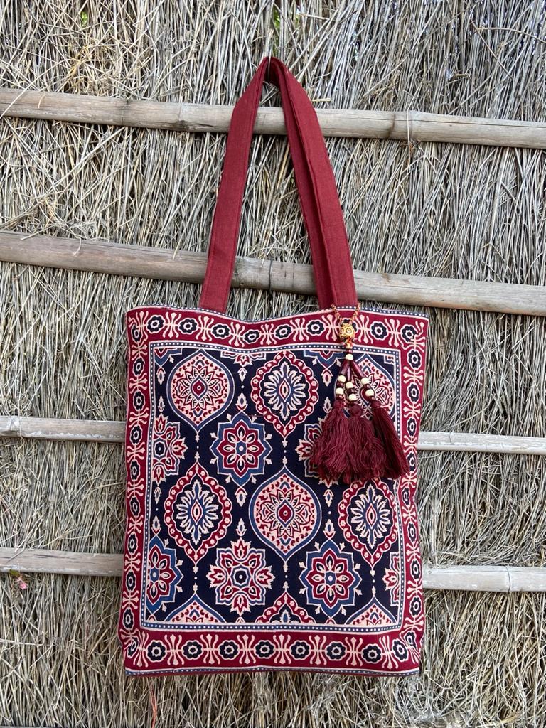 Ajrakh Bags with Emroidery