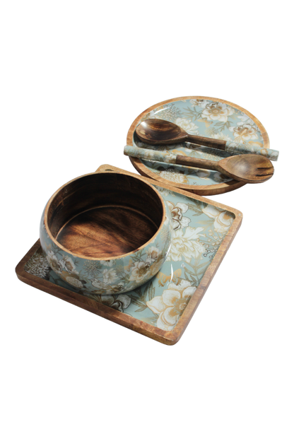 Handcrafted Mangowood Bowl & Platter Set